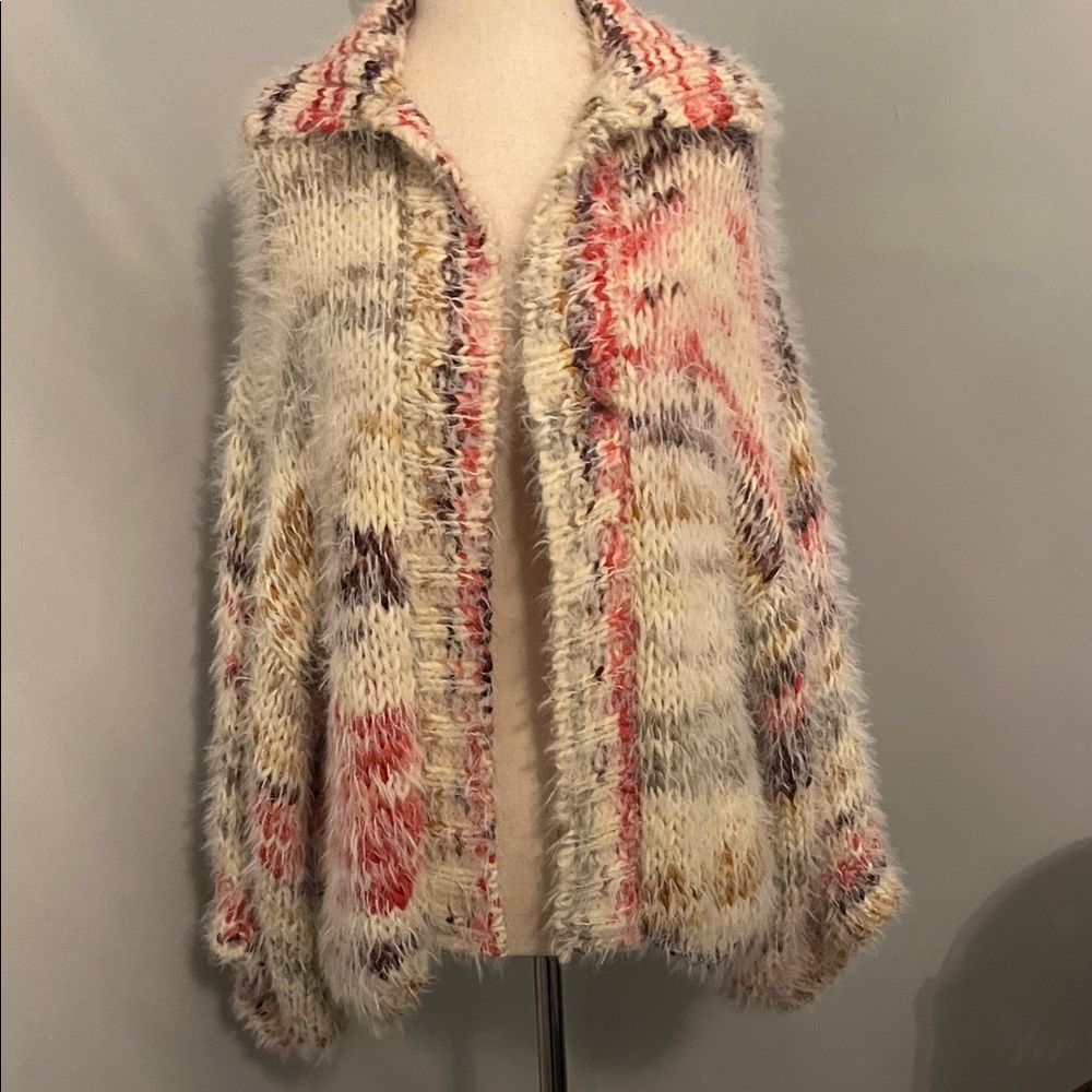 Urban Outfitters Multicolor Fuzzy Knit Cardigan